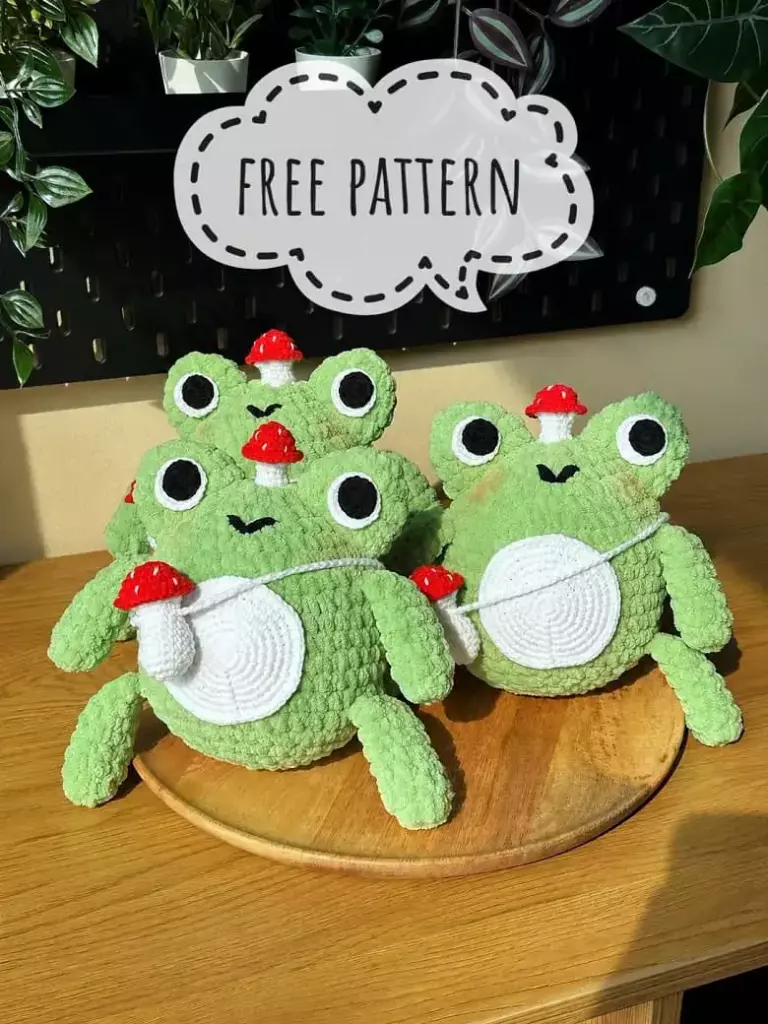 Crochet plush mushroom frog amigurumi